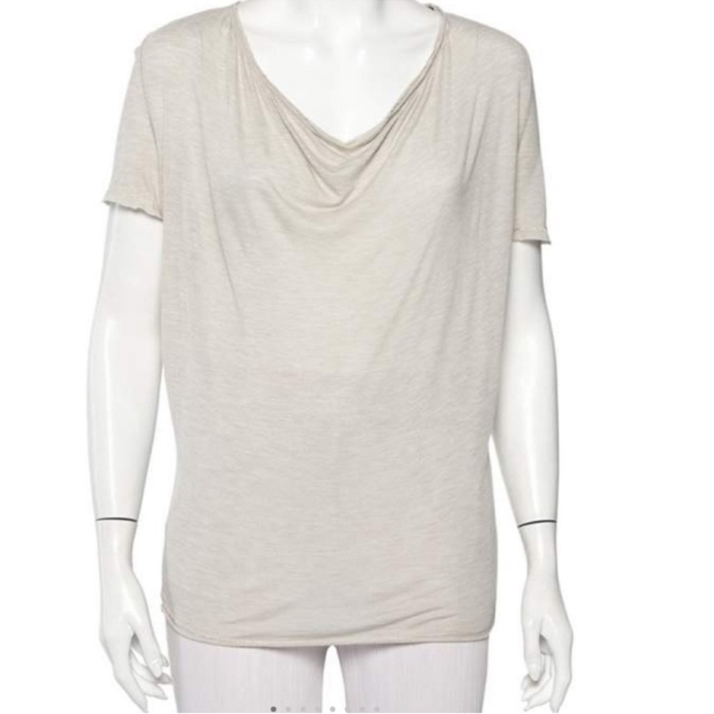 Zadig and Voltaire Gray Knit Cashmere Blend Scoop Neck Anyssa Deluxe T-Shirt - Picture 2 of 7